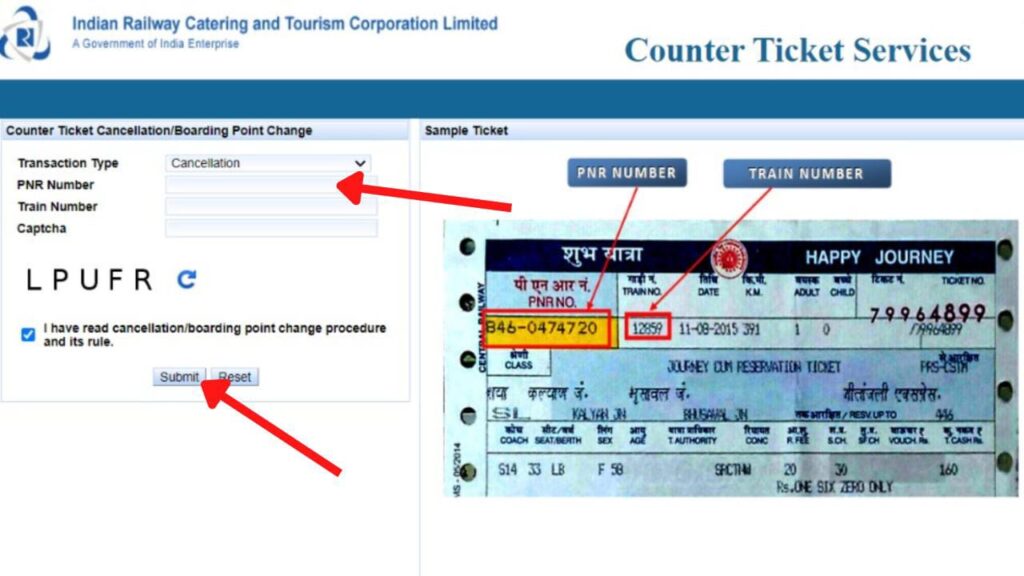 Counter Ticket Cancellation Online Process 2023 (Using PNR)